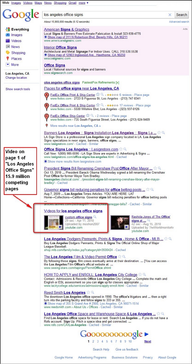 Ranking a video on page 1 of Google